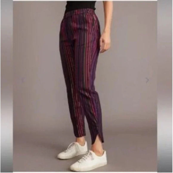 MARINE LAYER ALLISON MULTI-COLORED MAGENTA GOLD LUREX STRIPPED PANTS M NWOT - Picture 3 of 12